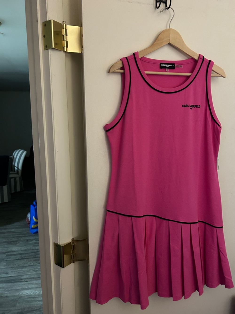 Karl Lagerfeld Fuchsia Sleeveless Pleated Hem Tennis Dress